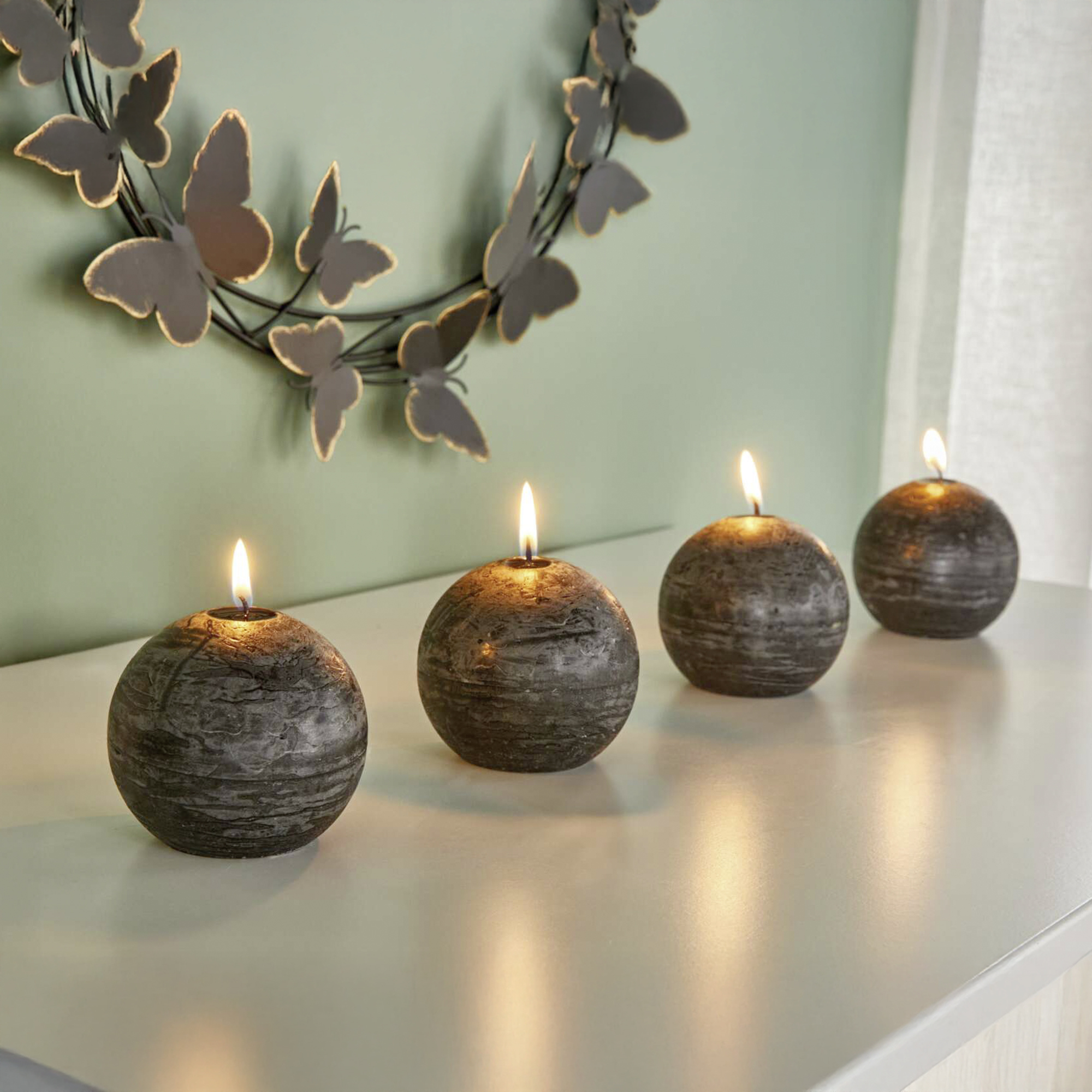 Kugelkerze "Black", 4er Set  im Frank Flechtwaren Online Shop kaufen