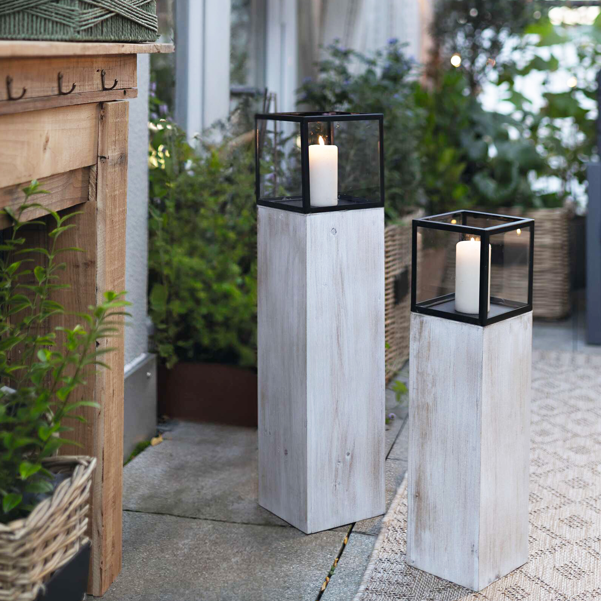 Windlichtsäule "Modern", 2er Set  im Frank Flechtwaren Online Shop kaufen