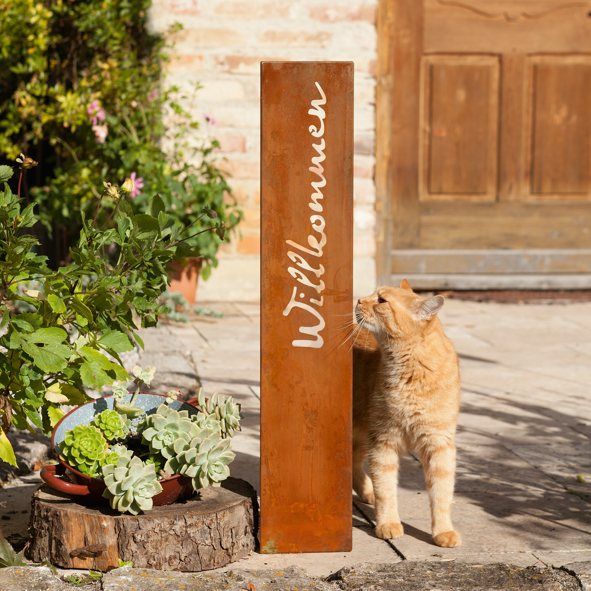 Standschild "Willkommen"  im Frank Flechtwaren Online Shop kaufen