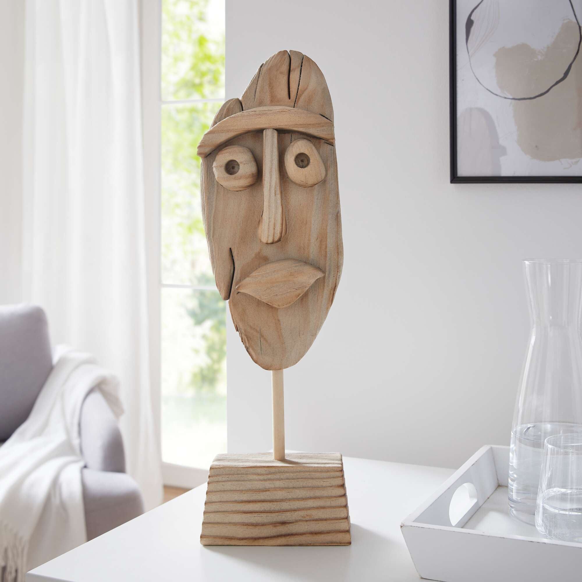 Holzdeko "Gesicht"  im Frank Flechtwaren Online Shop kaufen