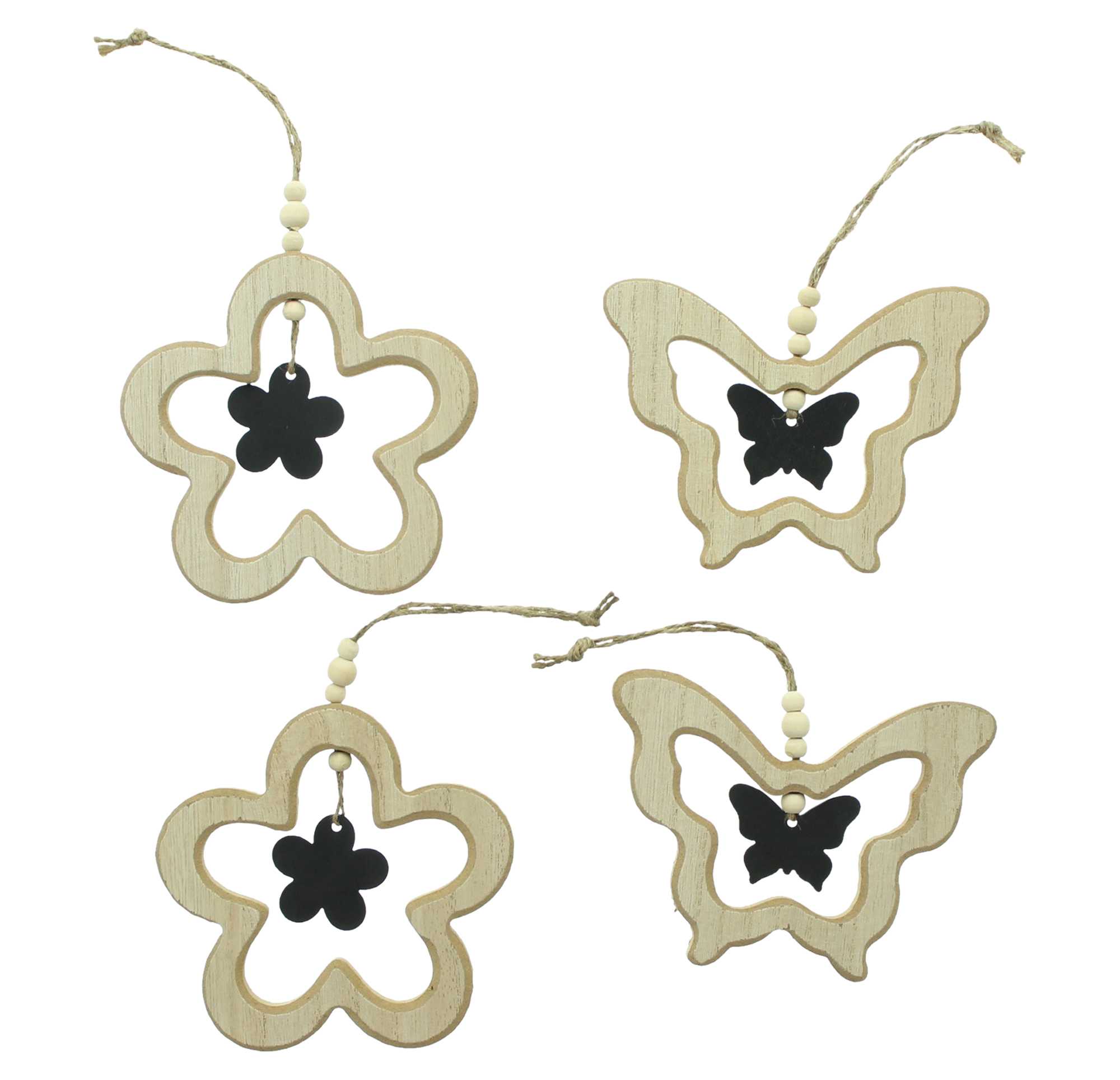 Hänger "Schmetterling &amp; Blume", 4er Set  im Frank Flechtwaren Online Shop für Ostern kaufen