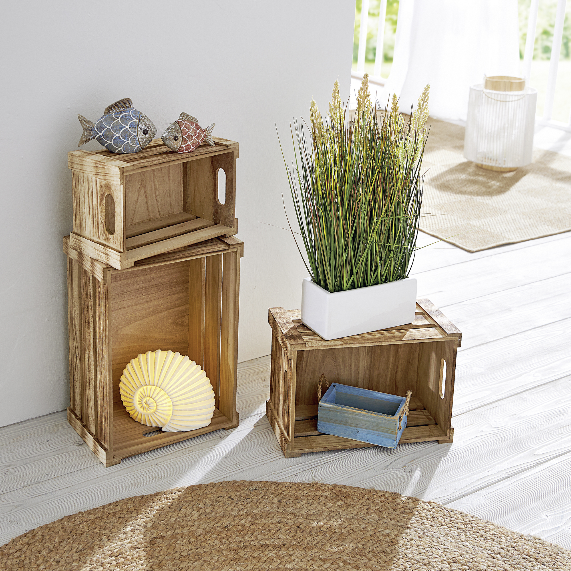 Holzkiste "Basic", 3er Set  im Frank Flechtwaren Online Shop kaufen
