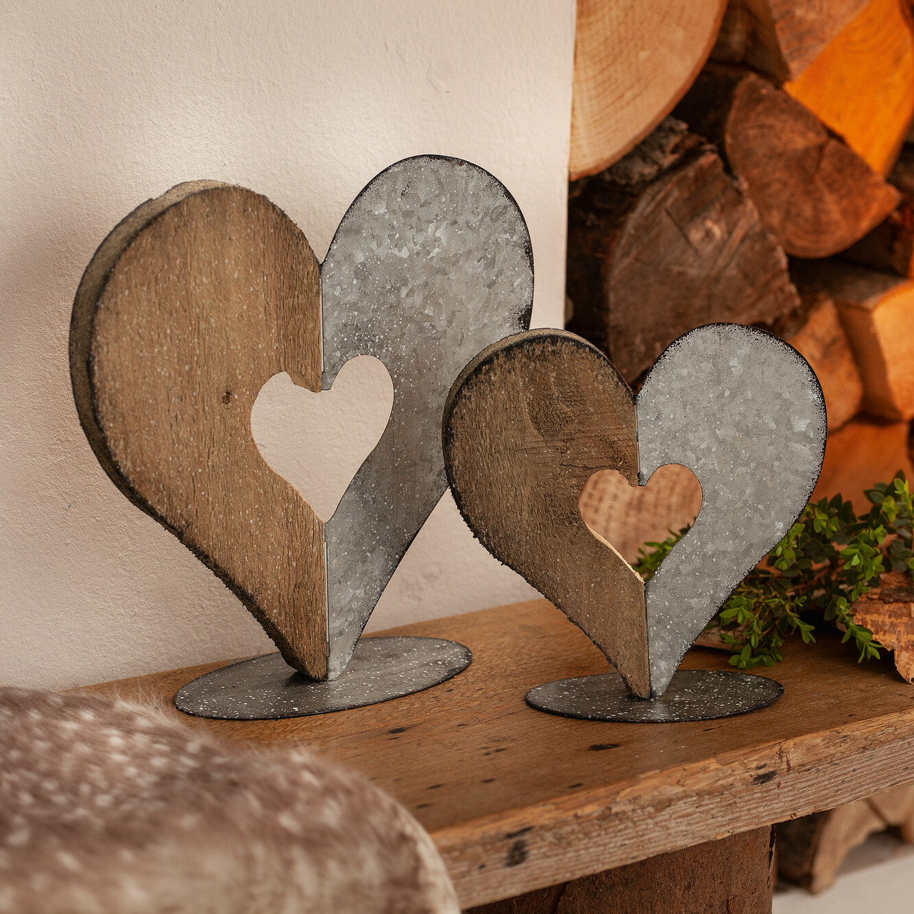 Herzdeko "Materialmix", 2er Set  im Frank Flechtwaren Online Shop kaufen
