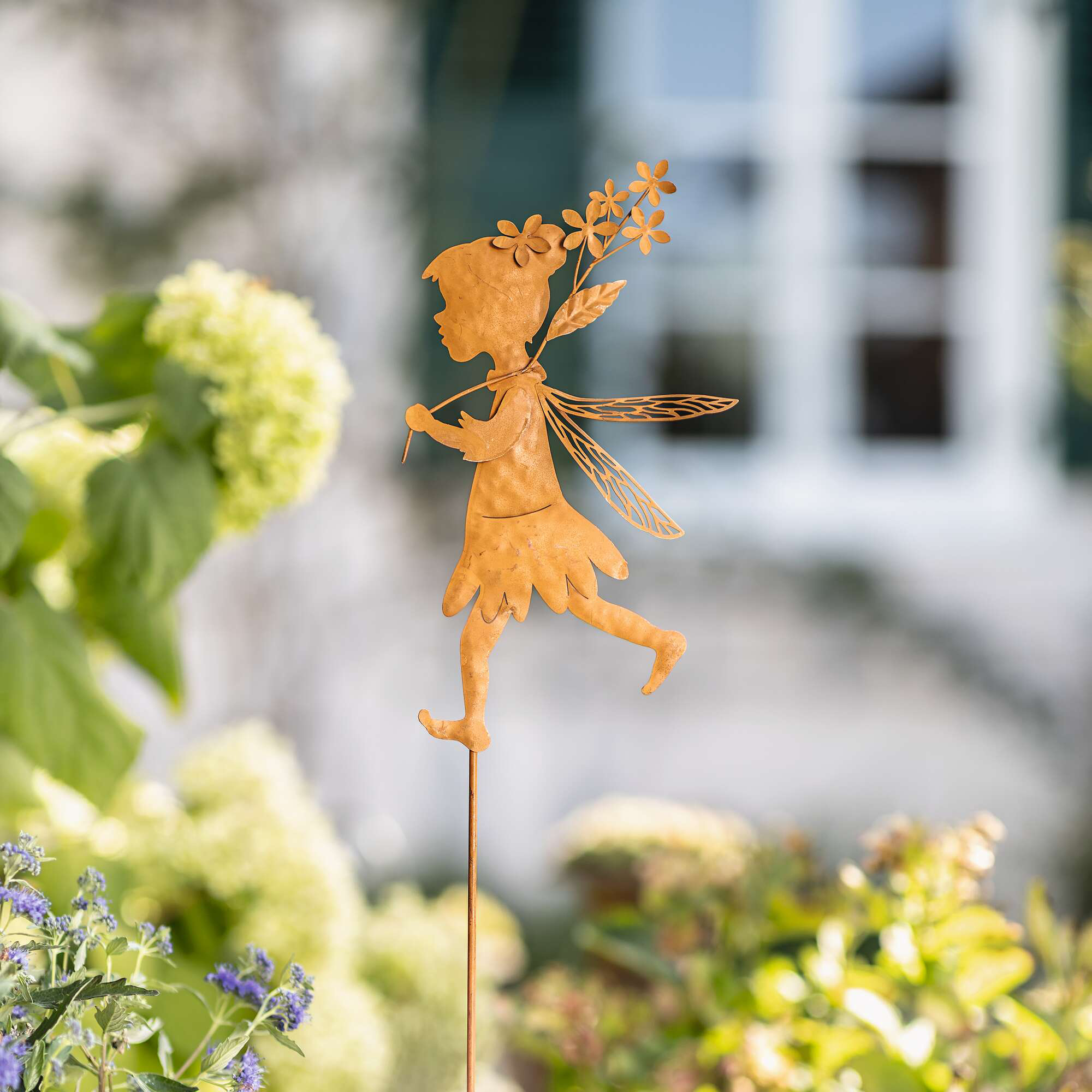 Gartenstecker "Fee mit Blumen"  im Frank Flechtwaren Online Shop kaufen