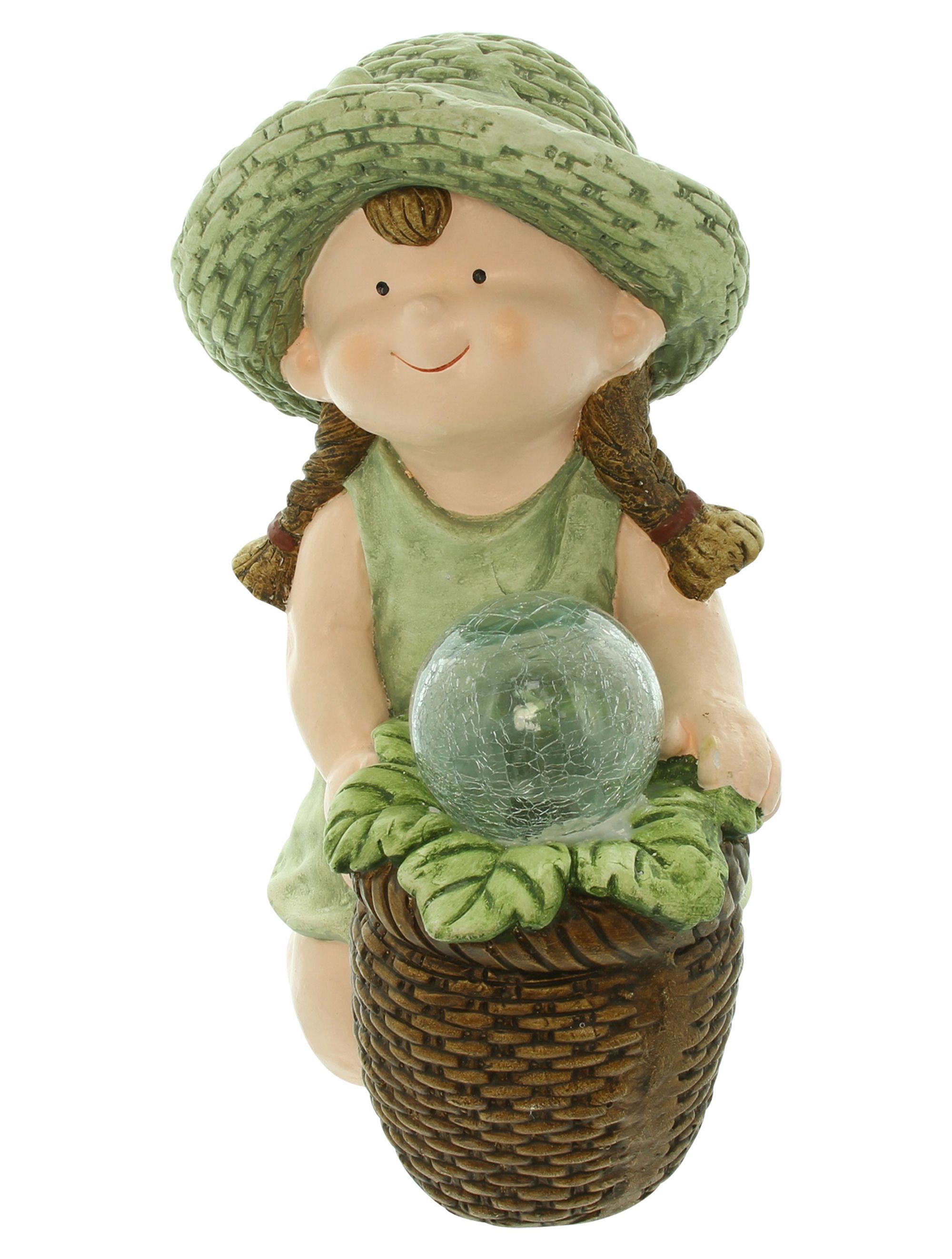 Solarfigur "Mädchen mit Leuchtblüte"  im Frank Flechtwaren Online Shop für Gartenfiguren kaufen