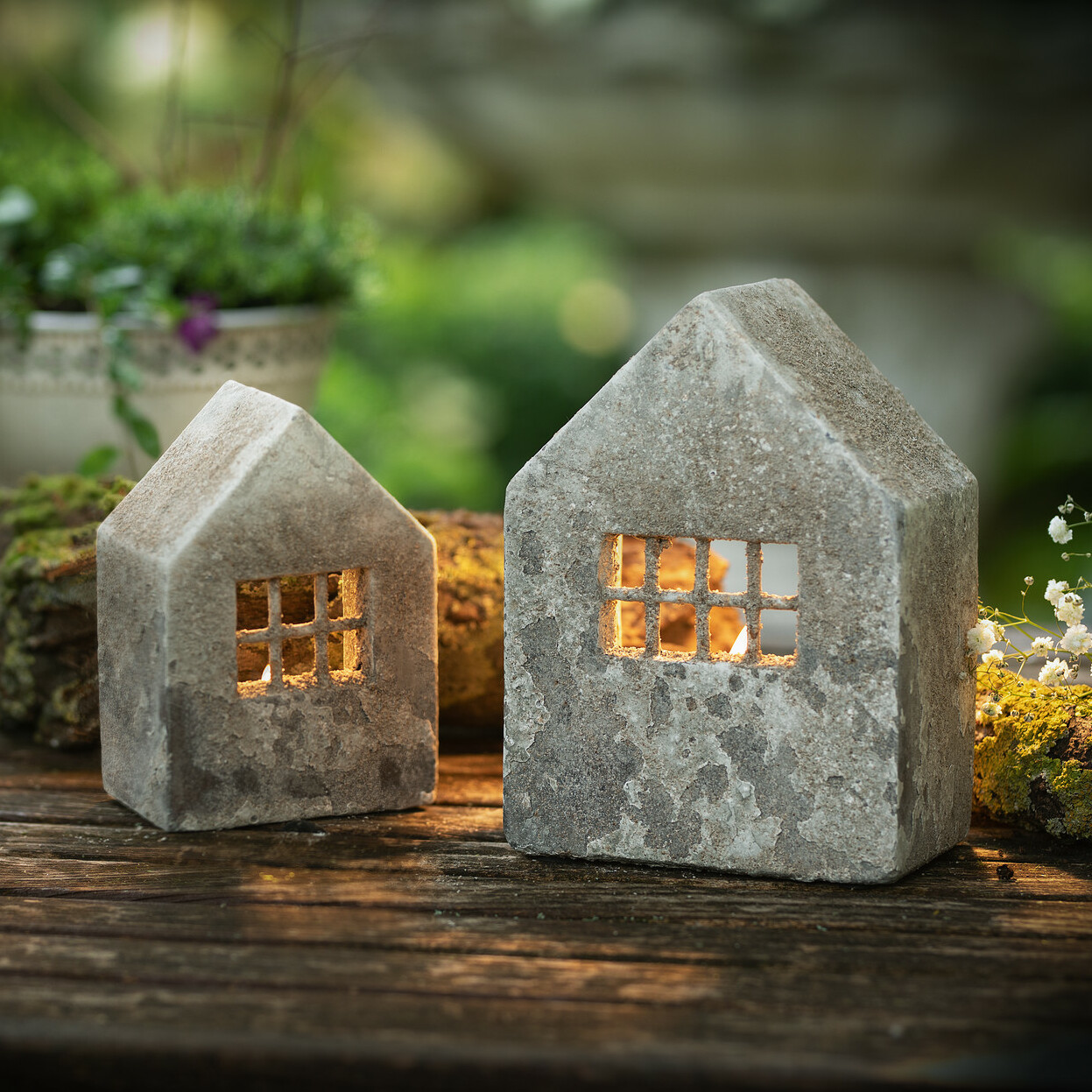Haus "Beton-Style", 2er Set  im Frank Flechtwaren Online Shop kaufen