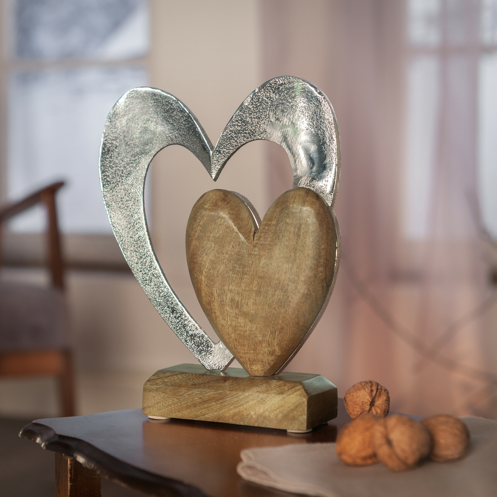 Holzdeko "Herz in Herz"  im Frank Flechtwaren Online Shop kaufen